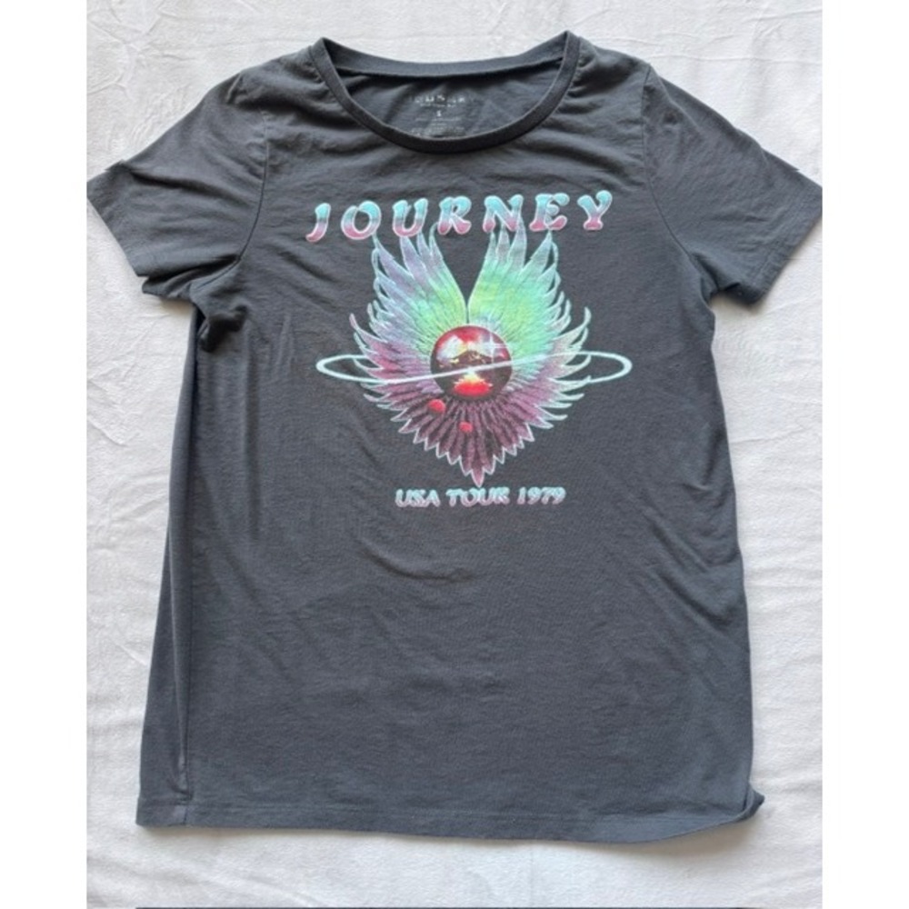 Journey USA Tour 1979 Graphic T-Shirt Charcoal Gray Rock Band Tee Small